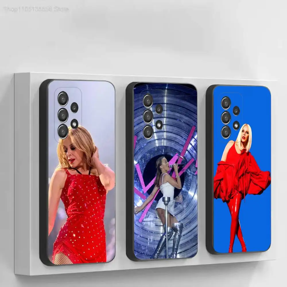 Singer Kylie M-Minogue Fashion Black Soft Protective Case For Samsung S10,20,21,22,23,24,25,30 Ultra Plus FE Lite