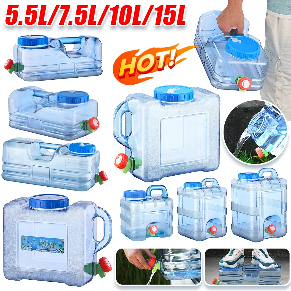 

5.5/7.5/10/15L Camping Car Water Container PC with Faucet Water Storage Tank No Leakage Water Storage Bucket for Picnic Travel