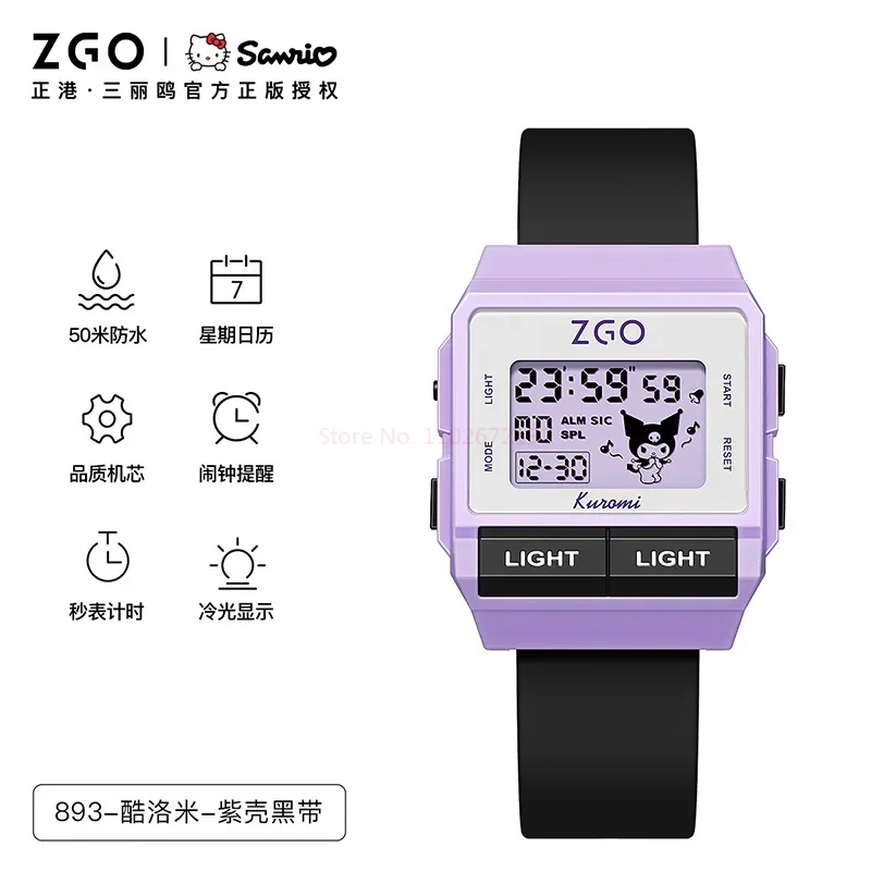 Original Sanrio Joint Zgo Kuromi Cinnamoroll Anime Cute Watches Waterproof Luminous Kawaii Sports Quartz Watch Chrismas Gifts