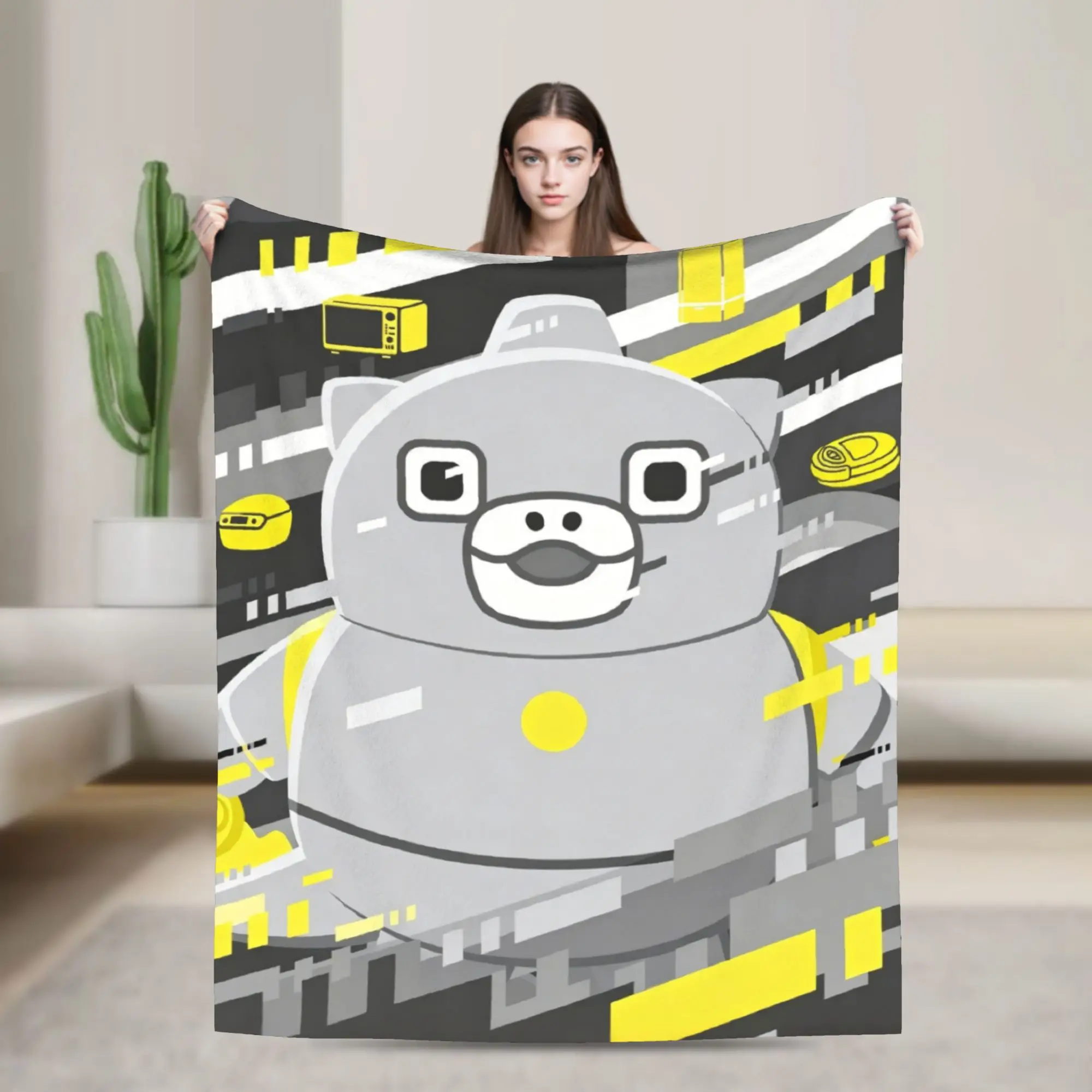 Chibi Monster Raids Again Blanket Cartoon Flannel Throw Blanket Home Couch Printed Lightweight Bedspreads