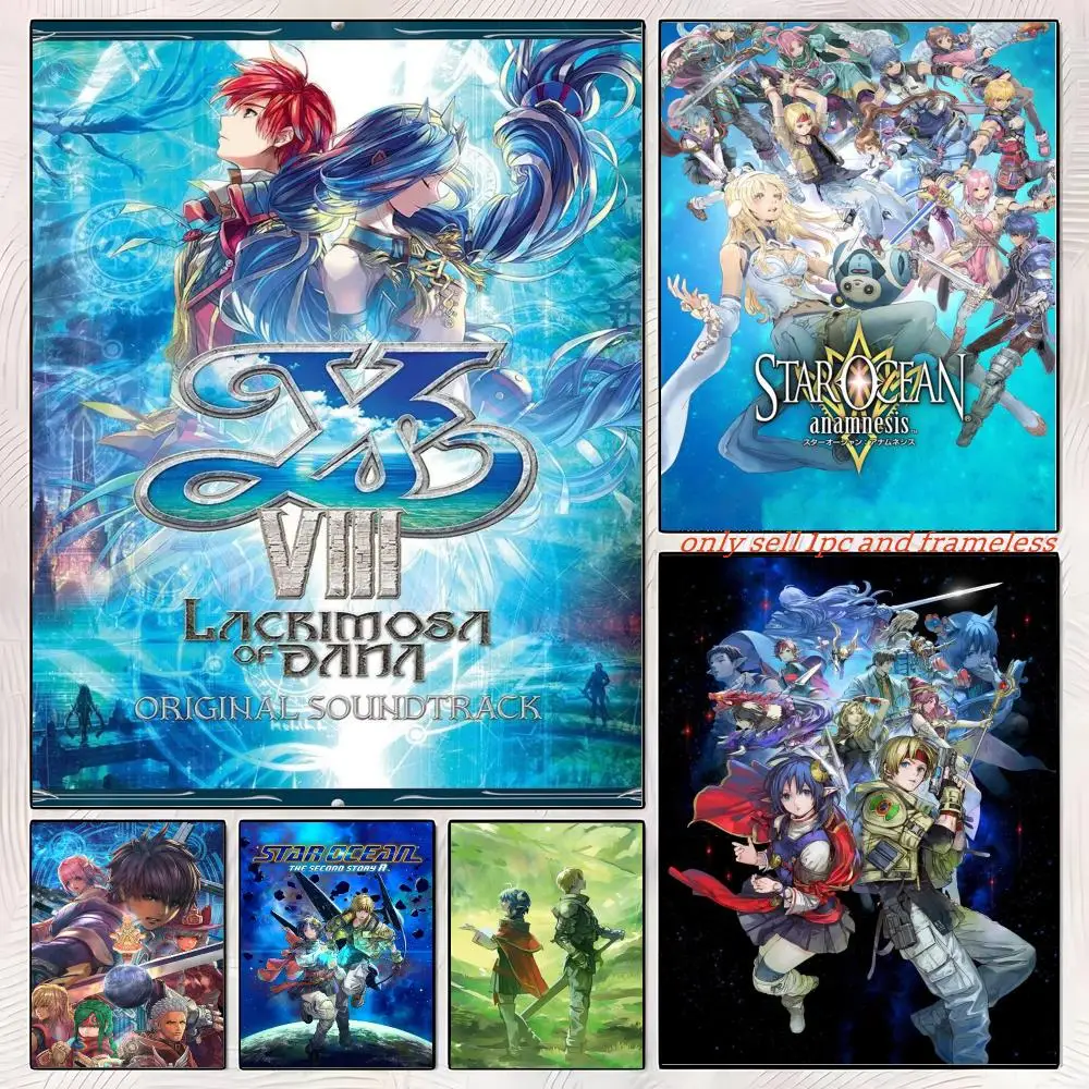 CRPG Adventure Game S-Star Ocean Poster Premium PP Wall Decal - Peel & Stick, HD Print, Waterproof Home Decor