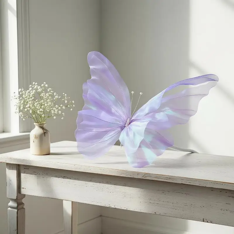 1Pcs Hollow Large Hanging Gauze Fake Butterfly 50cm Big Simulation Butterfly 3D Outdoor Shopping Mall Wedding Festival Decor
