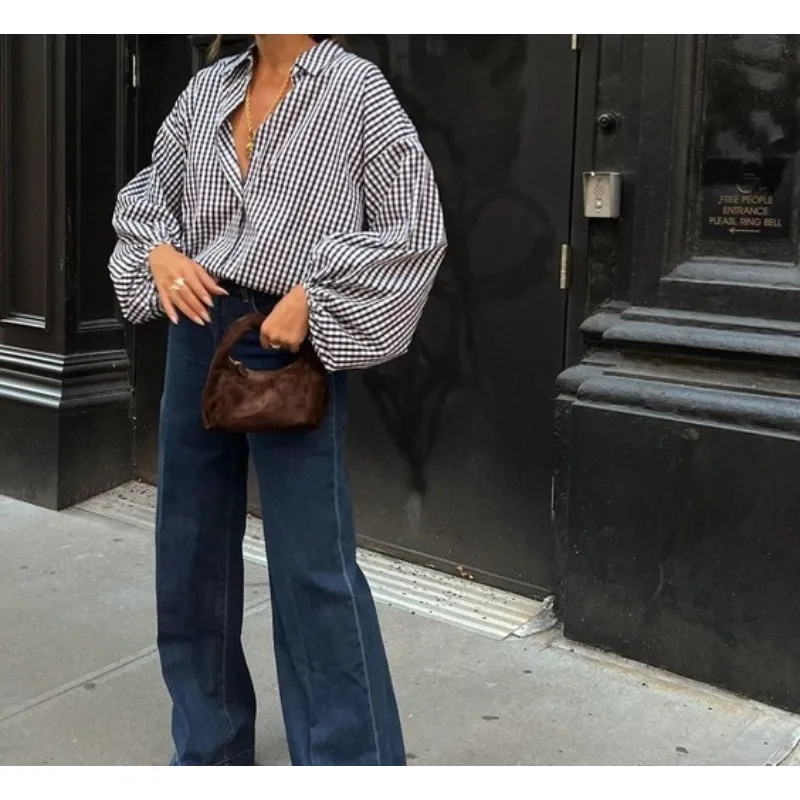 

2026 Women's Autumn and Winter New Long Sleeve Plaid Shirt Temperament Commuter Versatile Top Shirt Women