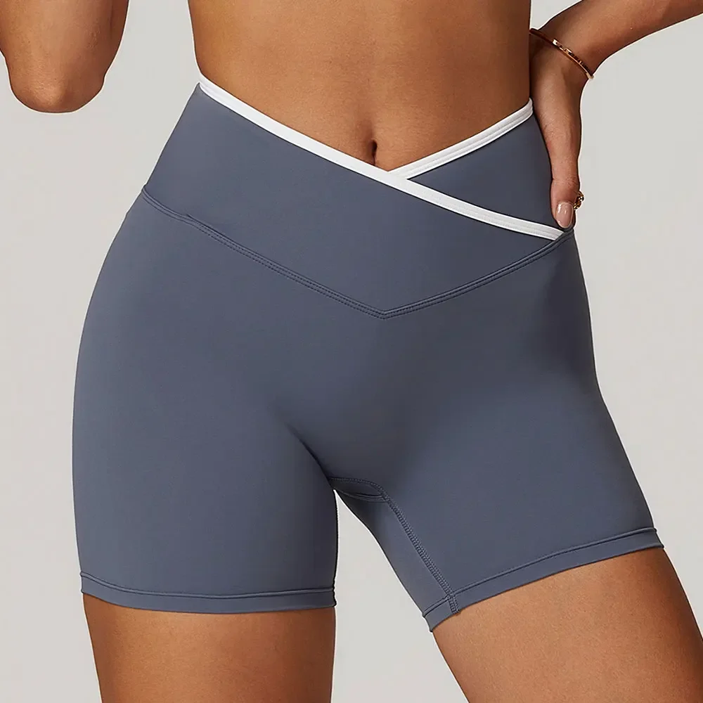Pantaloncini da yoga da donna Pantaloncini da allenamento a vita alta Pantaloncini da fitness per il sollevamento del sedere Nuovi collant in vita a forma di V Leggings da palestra Pantaloni corti da corsa