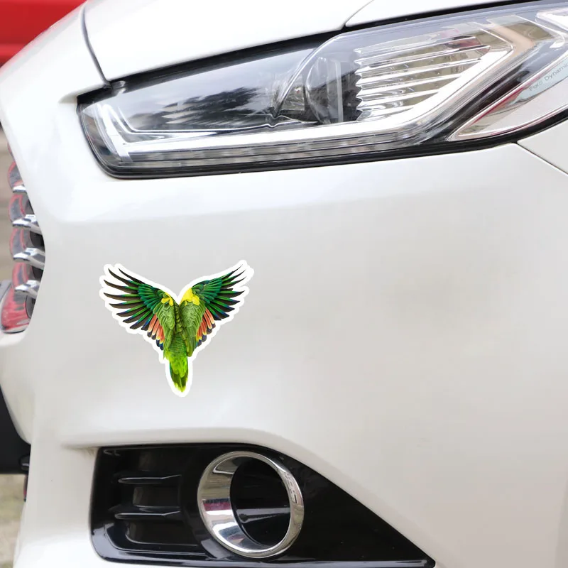 Back View of Flying Parrot Car Sticker Motorcycle Cars Accessories PVC Bumper Decoration High Quality Waterproof Decal 14*13cm