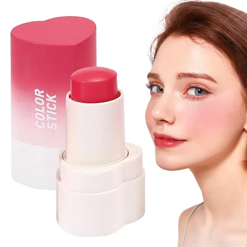 1 個機能チークスティック防水簡単カラーフェイスルージュ頬紅クリーム持続高色明るく肌のトーンメイクアップ