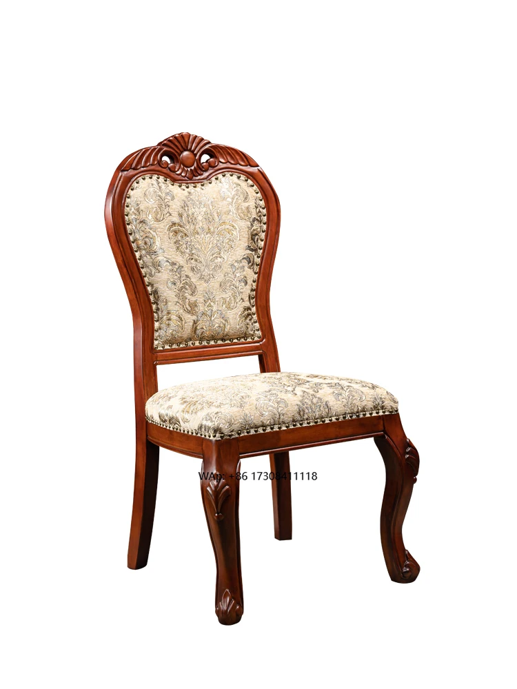 

Antique solid wood fabric dining stool | American family study computer leisure chair