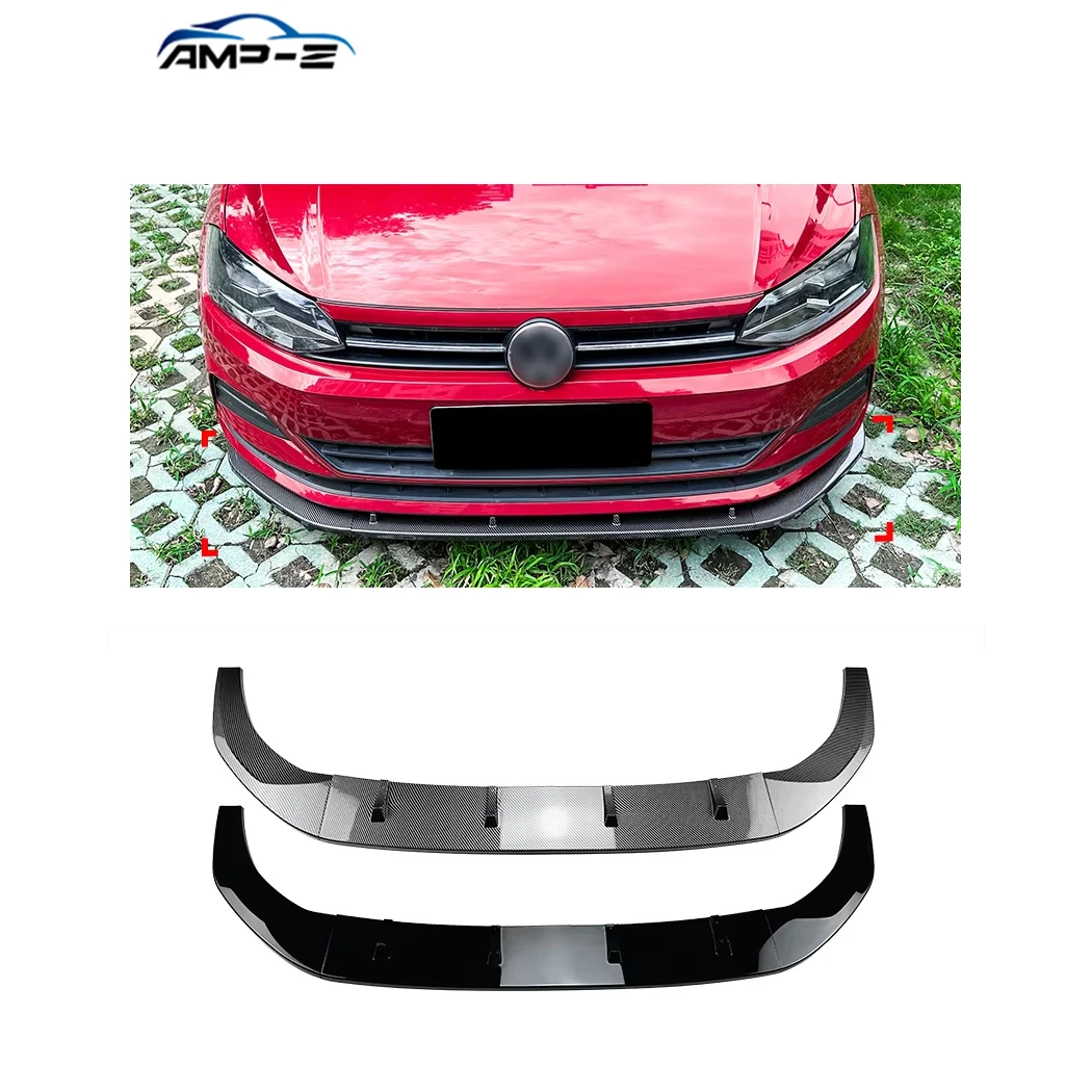 

AMP-Z Polo Mk6 Gloss Black Plastic Material Front Bumper Splitter Lip Molding Cover Trim for VW Volkswagen Polo MK6 TSI 2018+