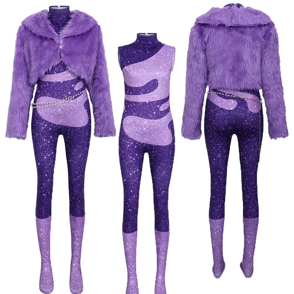 

Мультфильм Зоопарк 2, Газель, фиолетовое плюшевое пальто, комбинезон, костюм, комплект для взрослых и детей, одежда на Хэллоуин для девочек, карнавальная вечеринка