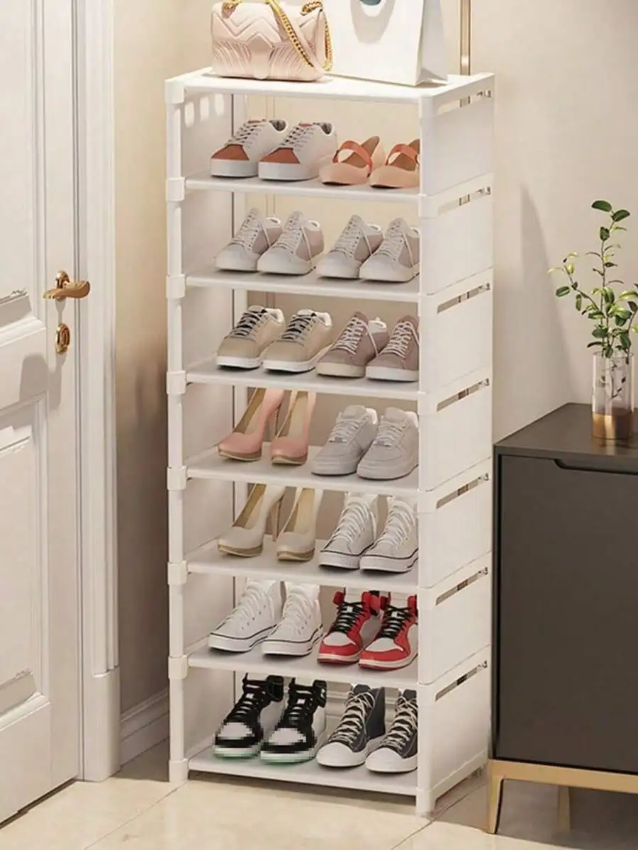 1pc Single Row Shoe Rack, Multi-Layered Storage Space Saving Shoe Cabinet, Can Be Freely Assembled, Suitable For Bedrooms, Livin