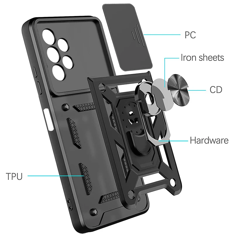 Magnetic Ring Armor Soft Phone Case for Samsung Galaxy A57 A52s A73 A56 A55 A72 A54 A53 A51 A71 Slide Lens Protect Cover Cases