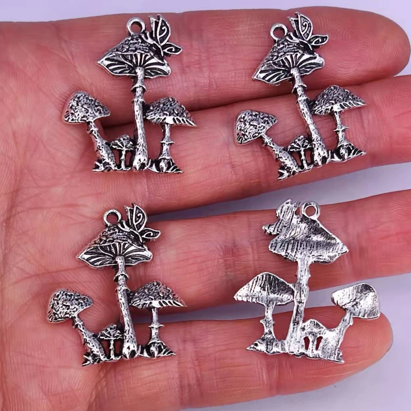 5pcs 24mm*27mm new lucky Butterfly chams Mushroom pendant charm for DIY women man Accessories