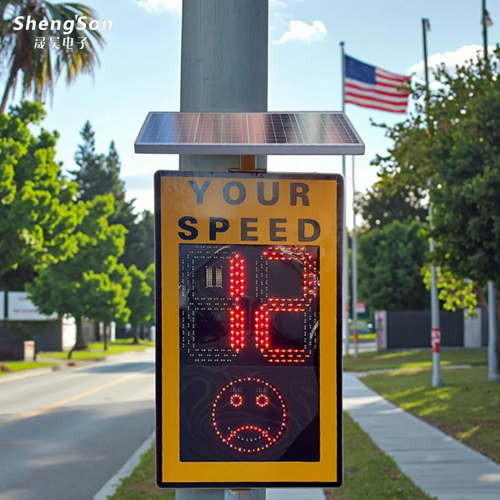 Outdoor Solar-Powered UV Printed LED Traffic Sign Board Galvanized Steel Plate Fourth Grade Reflective Film 600x1000mm Road