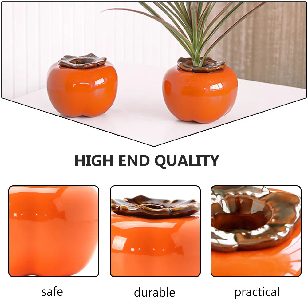 1 Pieza de Florero Hidropónico de Cerámica con Diseño Realista de Caqui, Florero de Mesa para Flores Secas, Decoración de Plantas de Interior