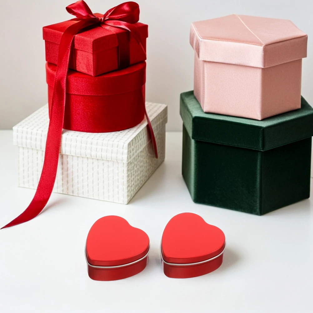 

6pcs Heart Shaped Candy Box Creative Treat Storage Tin Portable Snack Container Easy Open Lid Decorative Chocolate Jar