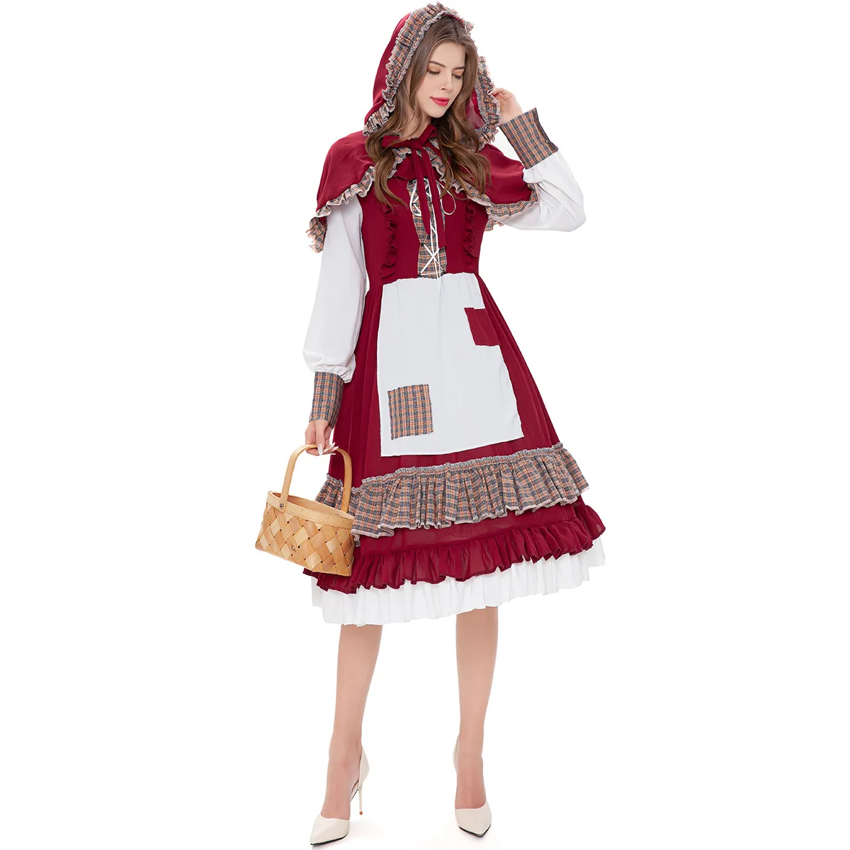 Halloween Drama Performance Klein Rood Rijd Cosfaytale Rollenspel Toneelkostuum