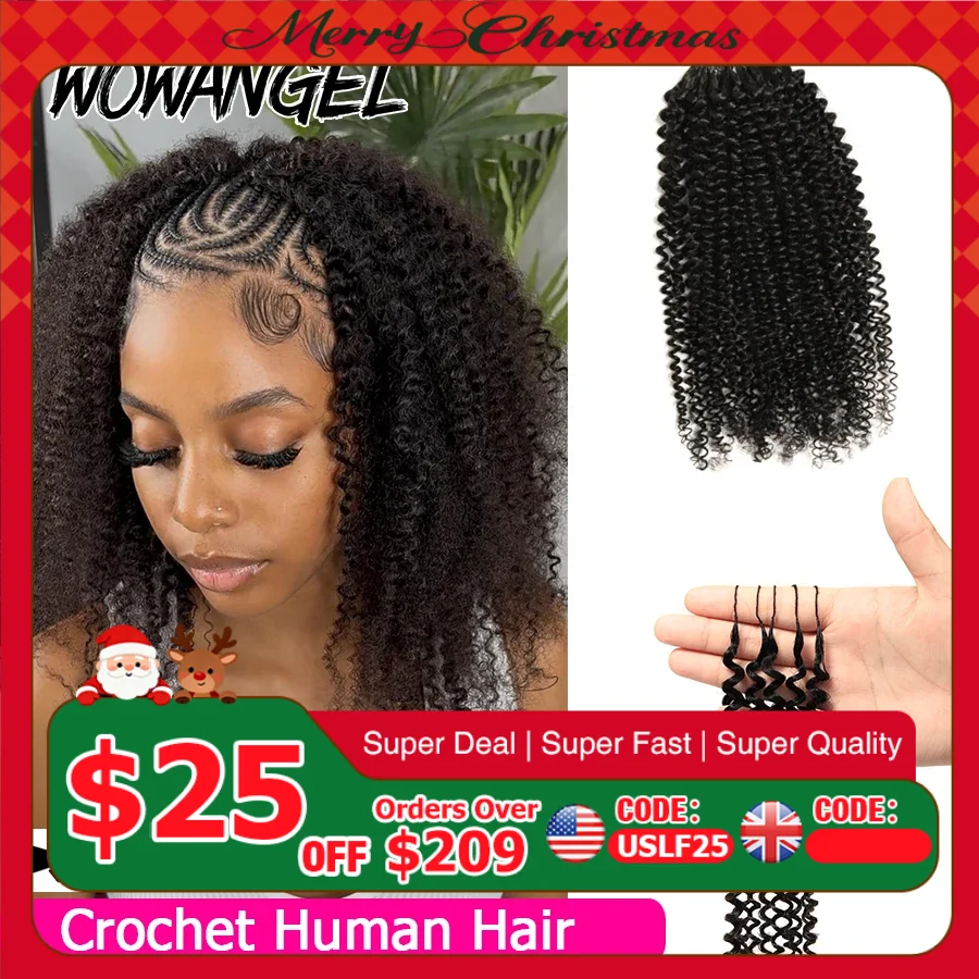 Afro Kinky Curly Crochet Braiding Human Hair Tight Curly Pre-Separated Knotless Feather Crochet Human Hair Extensions With Loop