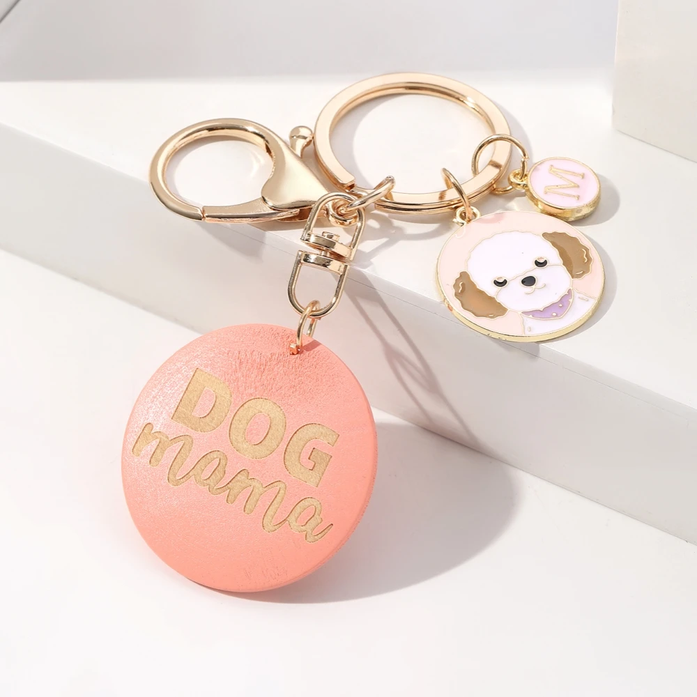 1Pc Cute Cartoon Dog Pendant Dog Mom Wooden Tag Pendant Keychain, Suitable for Dog Lovers to Wear on a Daily basis