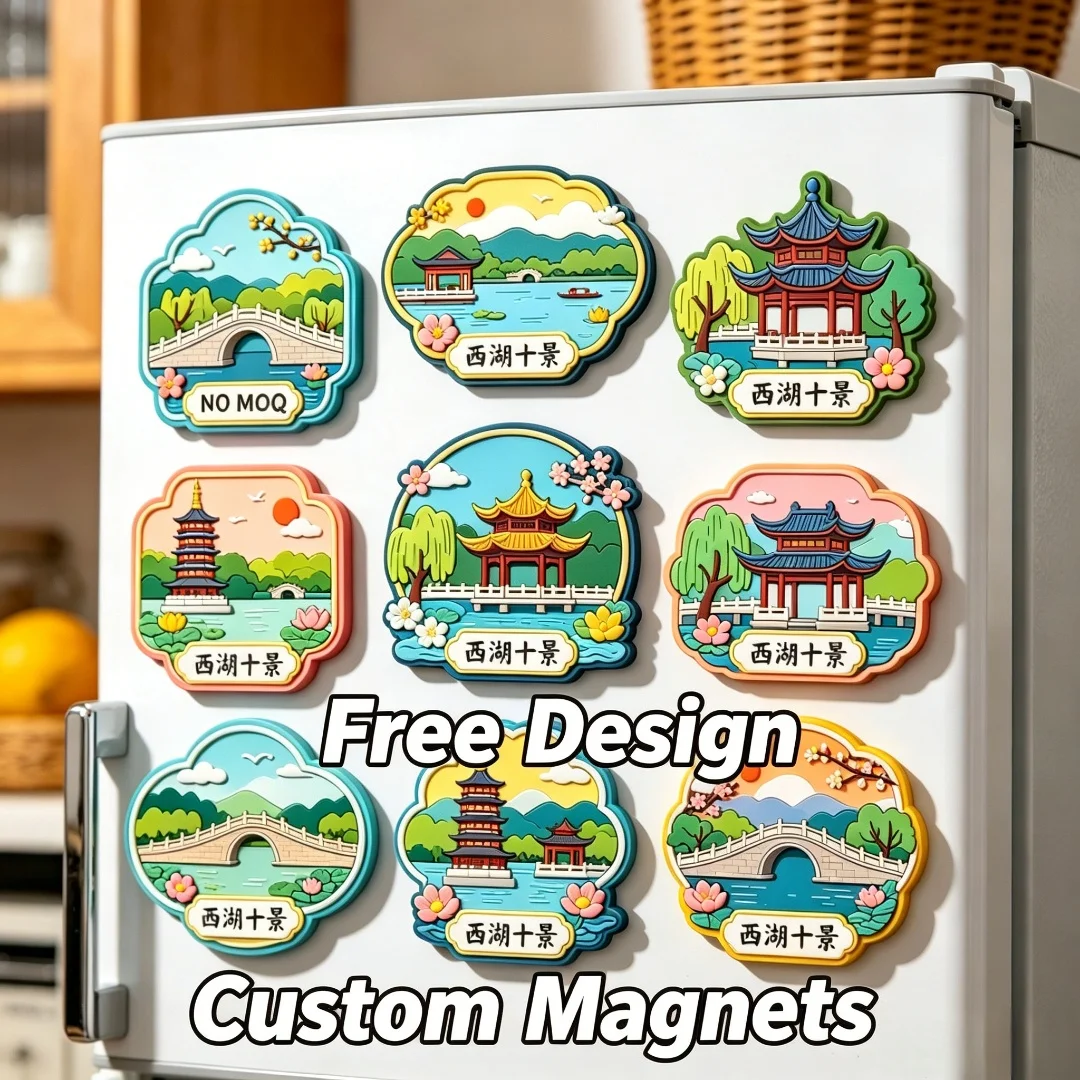 Custom Chinese Scenic Fridge Magnets West Lake Tourist Souvenir Personalized Landscape Refrigerator Magnet for Home Decor