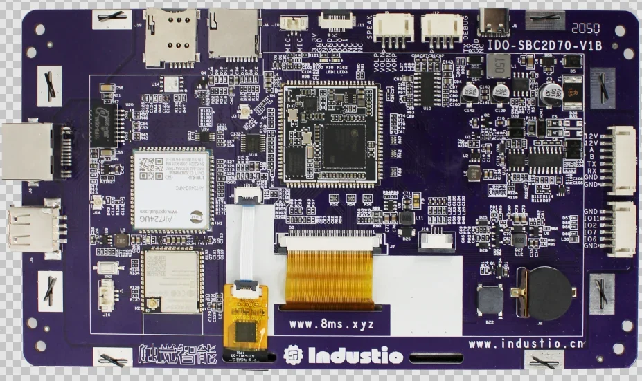 IDO-SMLCD72-V1-2EC motherboard for IDO-SOM2D01/02 SOM module equipped with 7inch TP RGB Display linux board