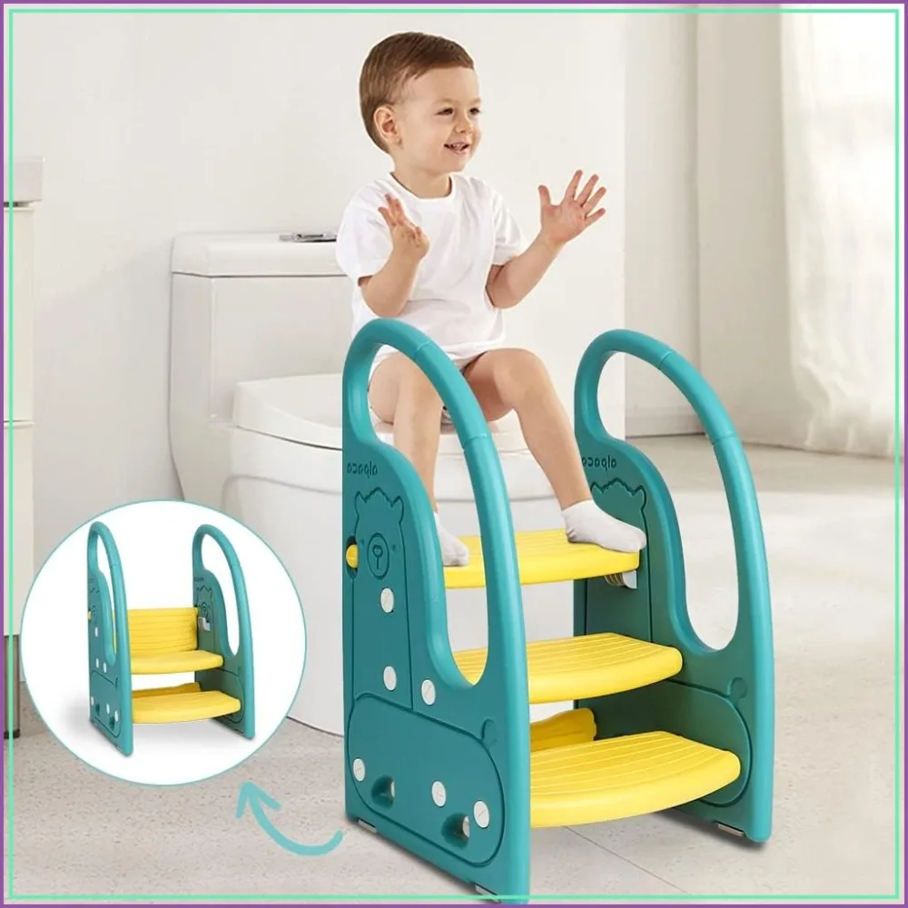 3 Step Plastic Step Stool Tower with Handles and Non-Slip Pads