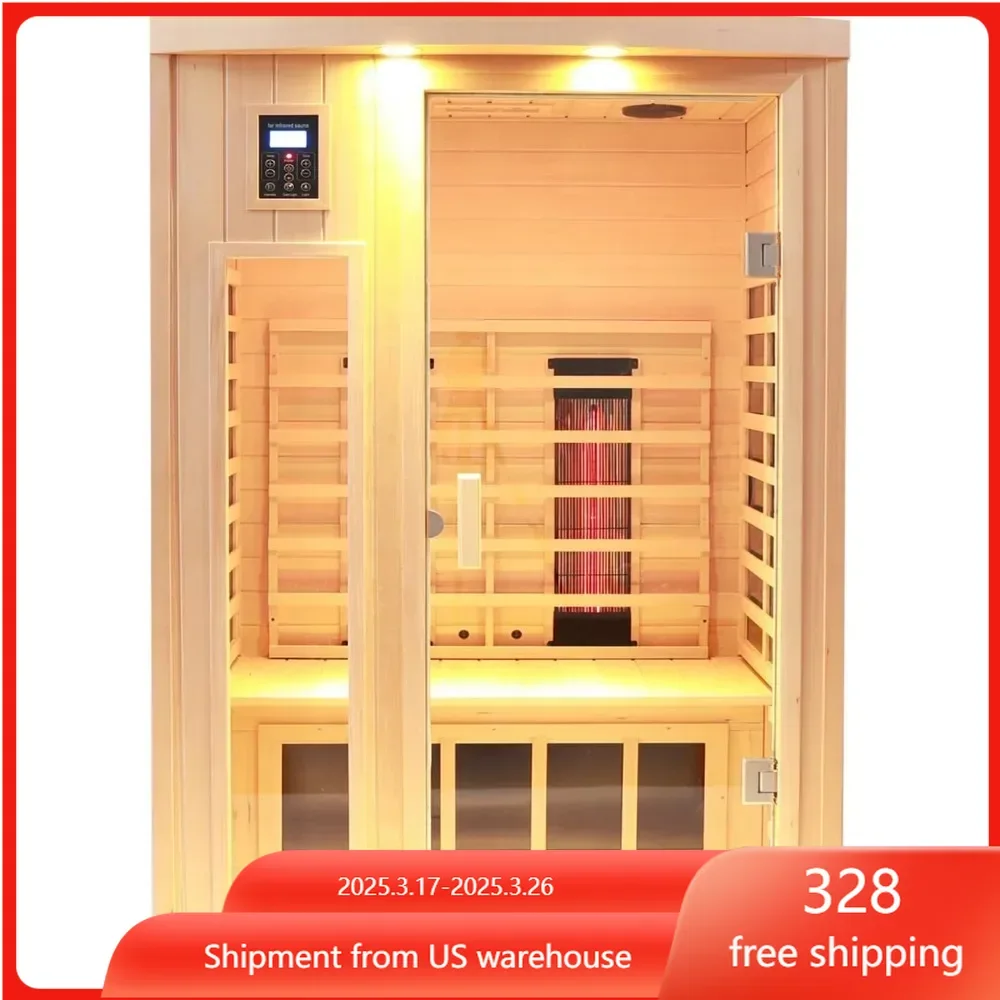 Ceramic Infrared Sauna, 2 Person Infrared Saunas for Home, 2 in 1 Indoor Sauna with Low EMF Heaters + Ceramic Heating Cubes