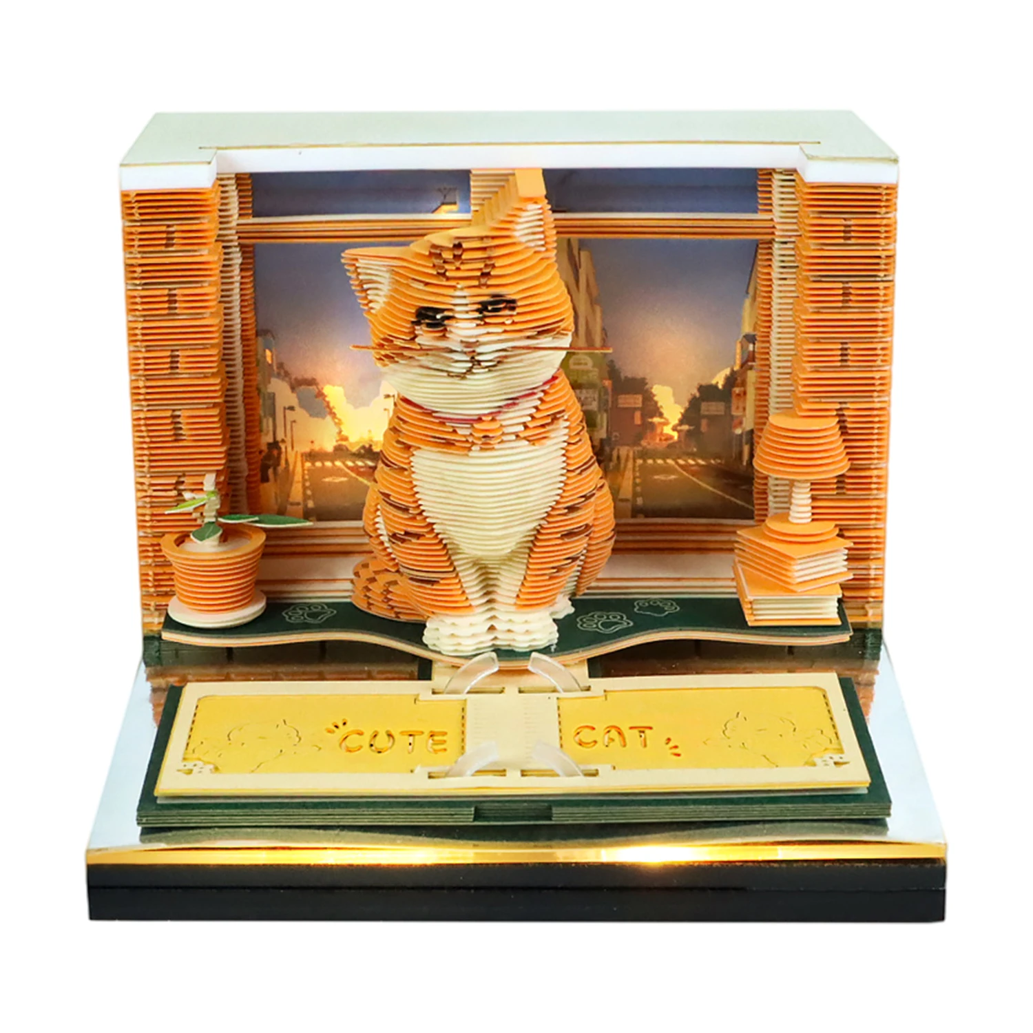 3D Creative Time Piece Calendar 2027 Lovely Cat Desk Weekly Calendar  Offices Paper Notes Halloween Christmas Birthday Gifts