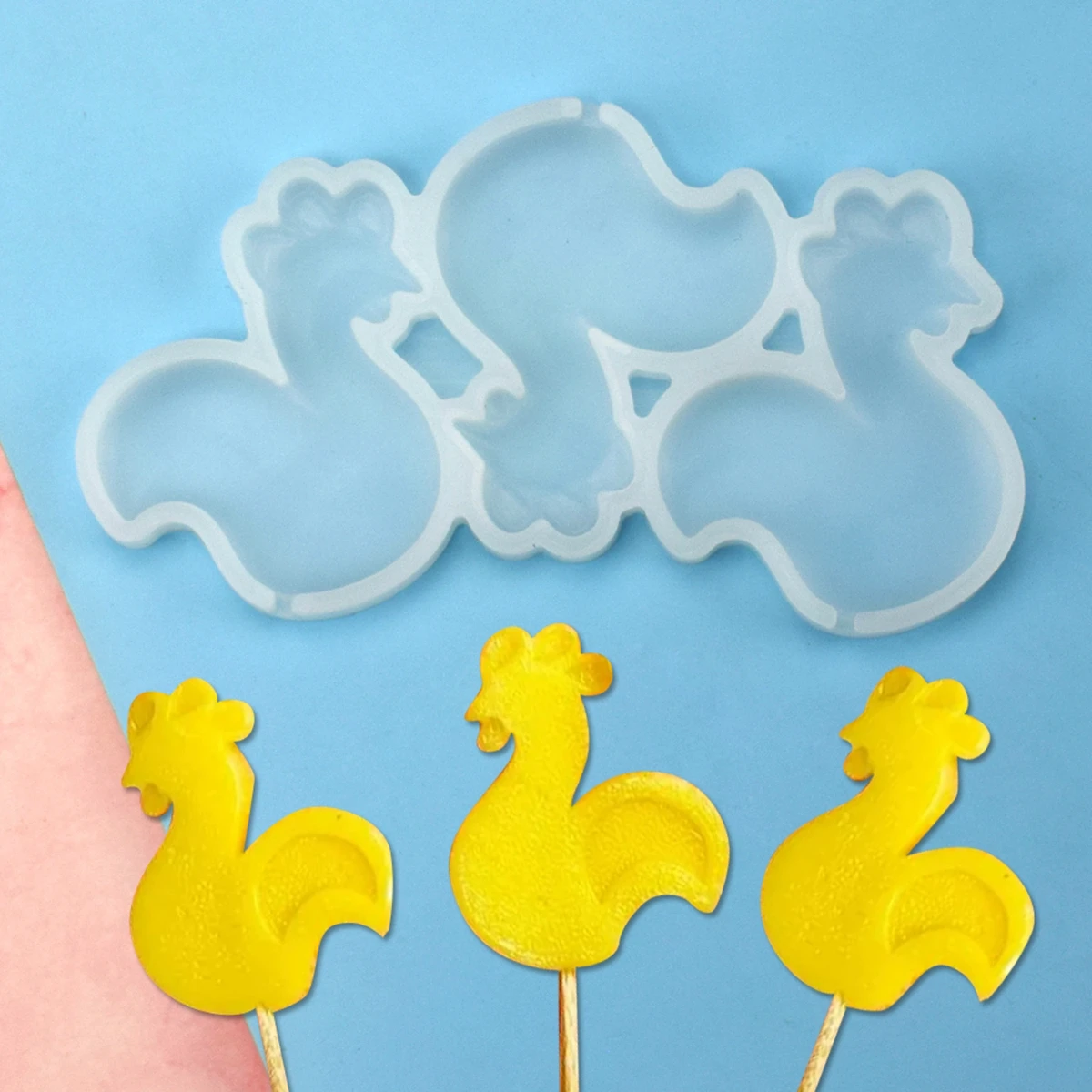 Mini Rooster Design Epoxy Lollipop Mold Chocolate Silicone Cake Mould Fondant Cake Decorating Tools Kitchen Bakeware