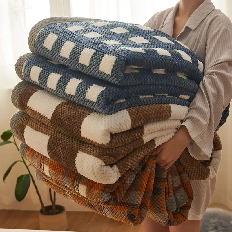 

WASART Warm chenille yarn knitted thermal blanket for winter adult baby crochet handmade knit throw blanket bedspread on the bed