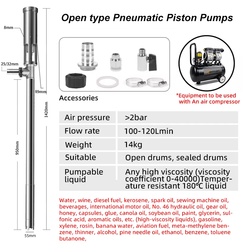 High Viscosity Screw Drum Pump Penumatic Barrel Piston Pump For Viscous Materials Progressive Cavity Pneumatic Drum Pump