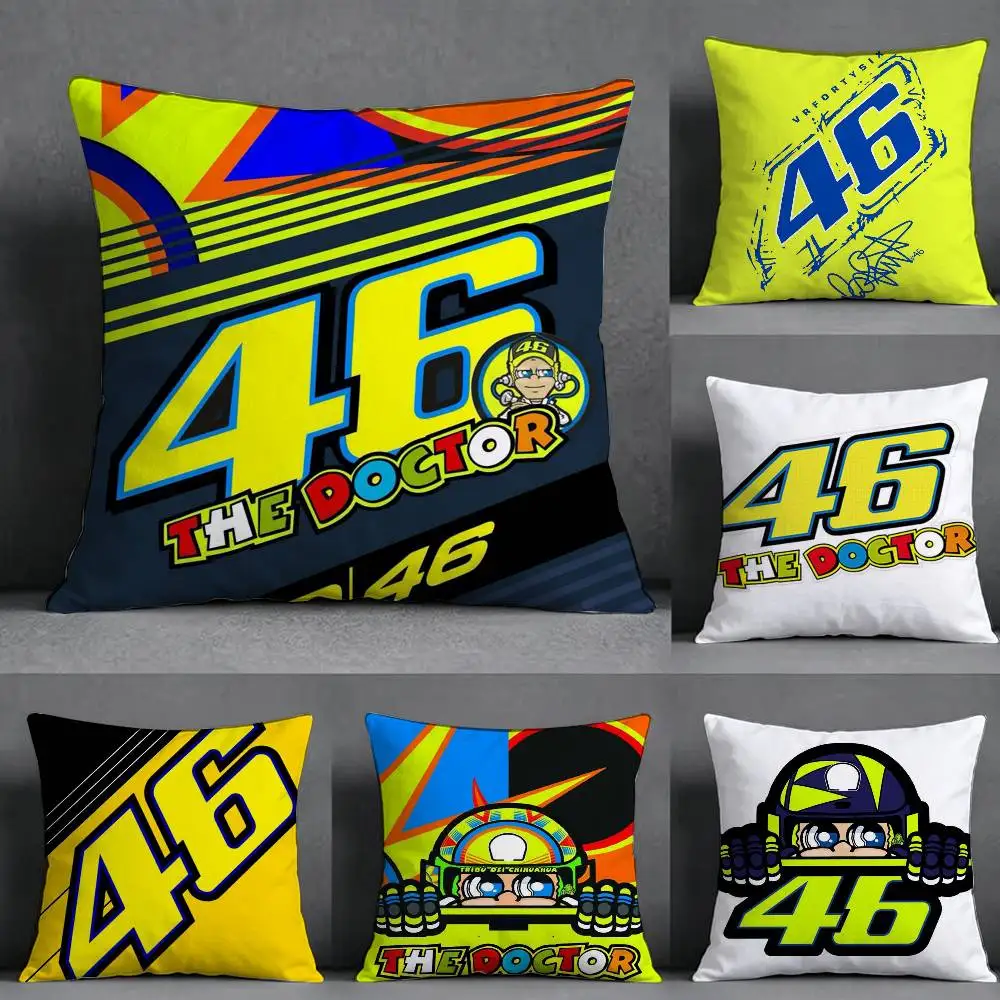 V-Valentino R-Rossi Moto 46 Square Double-Sided printed Pillow Case Bedroom Bedside Pillow Sofa Cushion Cover