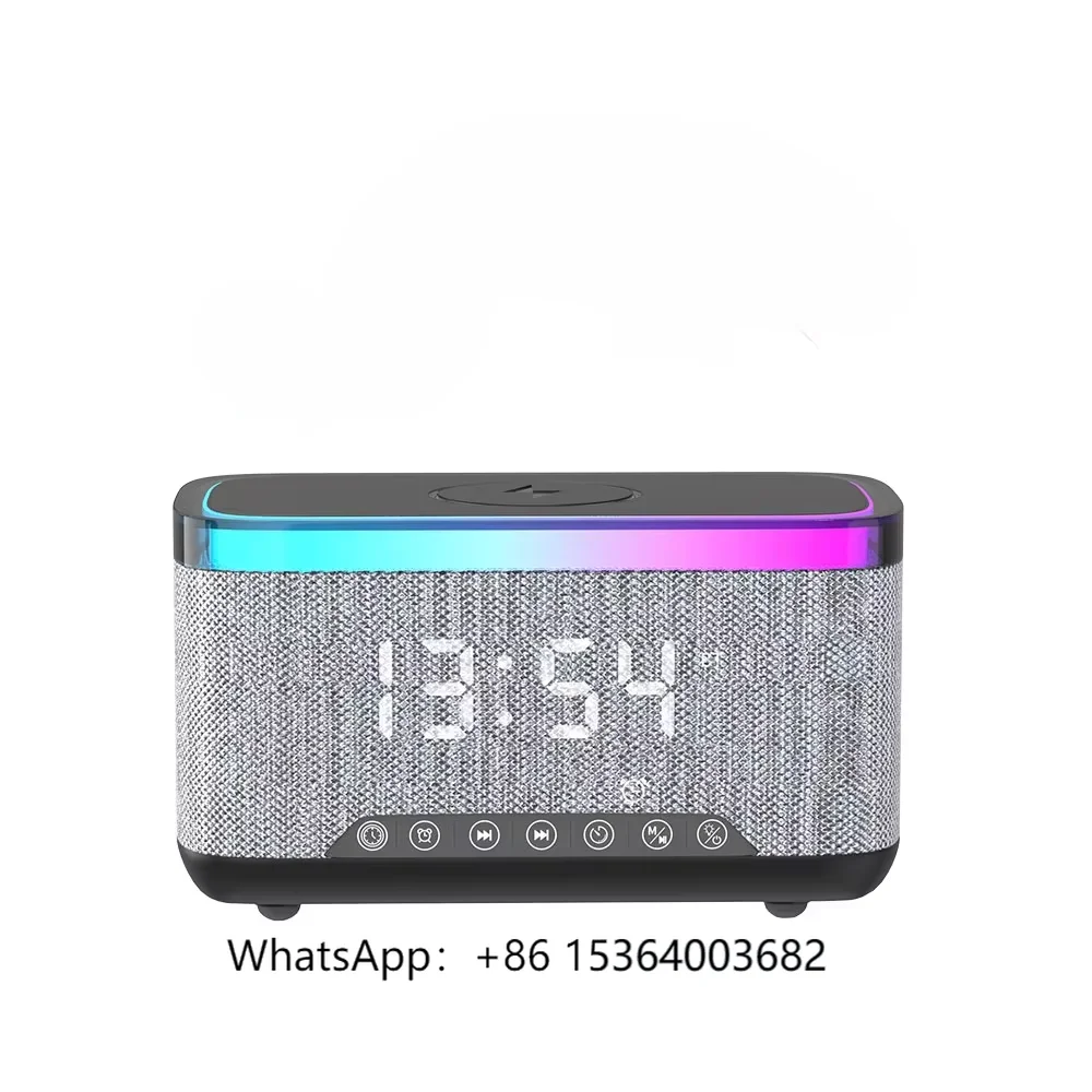 

TJXL-2025 Hot Speaker with 15W Wireless Charger Alarm Clock RGB Night Light - Multi-Function for Living Room Bedside Table