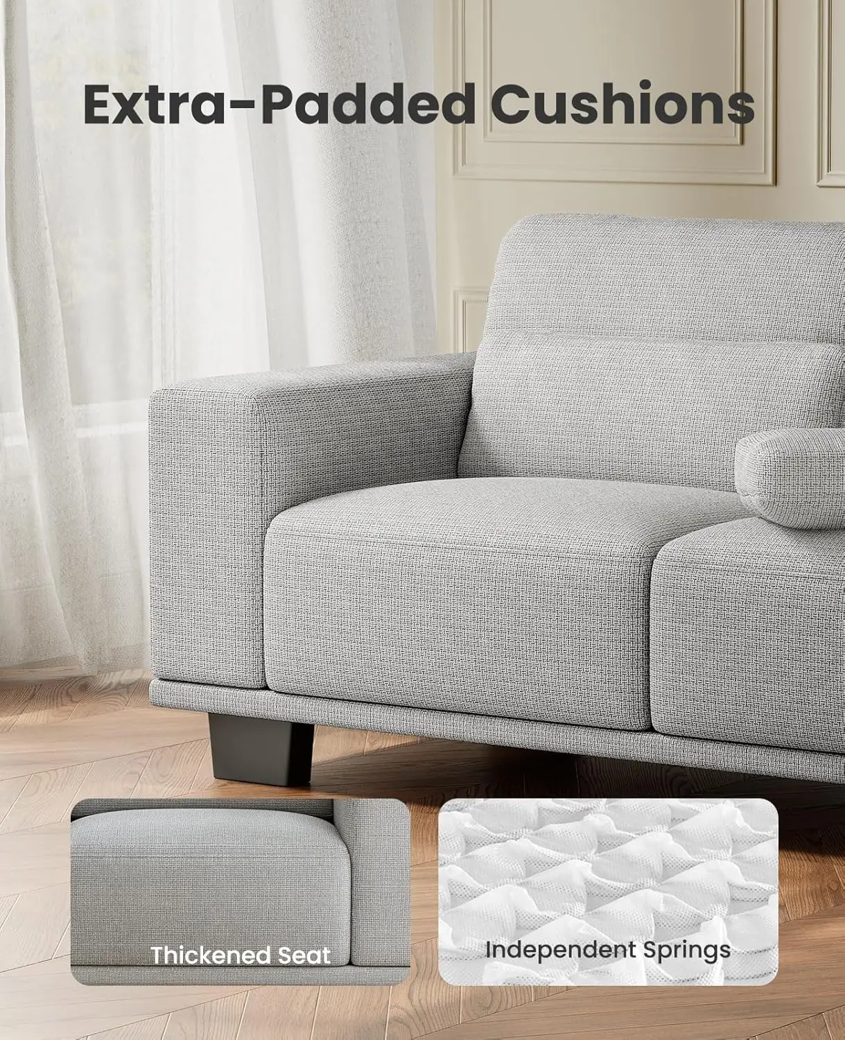 Sofá Loveseat Amada de 65', sofá de 2 plazas con asientos profundos y reposabrazos anchos, fundas lavables extraíbles, fácil montaje