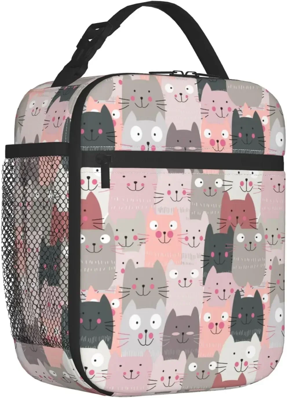 Funny Cats Insulated Lunch Box for Men Women Reusable Thermal Lunch Tote Bag With Zipper For Office Work Outdoor Travel Picnic