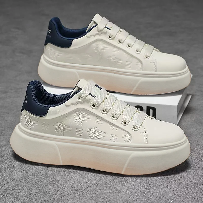 

Men's Spring 2026 Breathable Sports Casual Shoes Fashionable Student White Sneakers Men's Footwear Desert Boots PU Leather