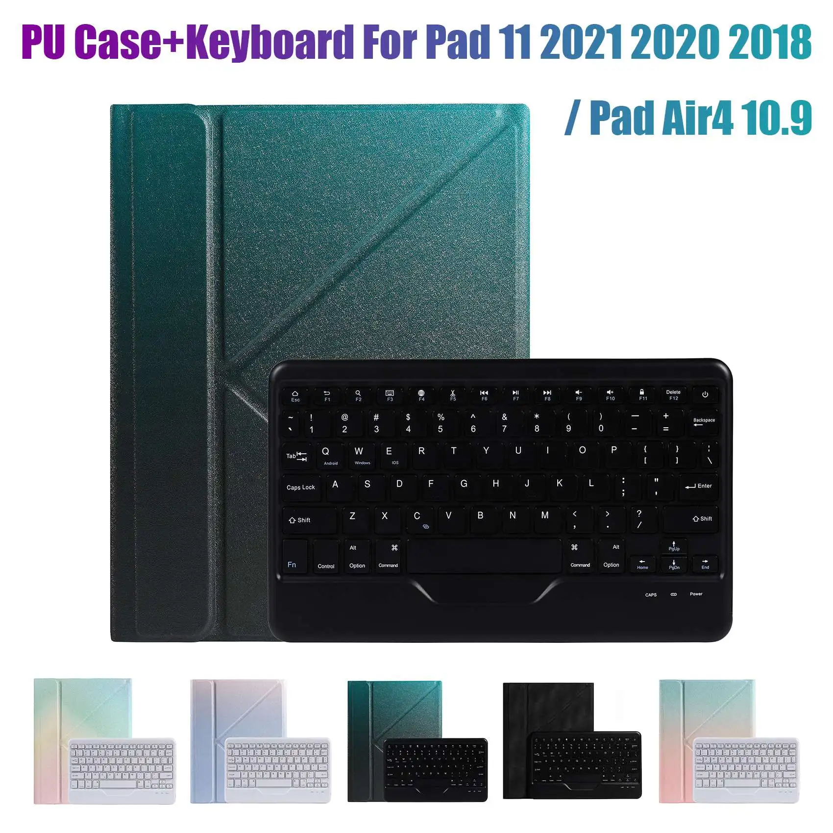 PU Case+Keyboard for iPad 11 2021 2020 2018 /iPad Air 4 10.9 Tablet Flip Case Tablet Stand with Pen Slot