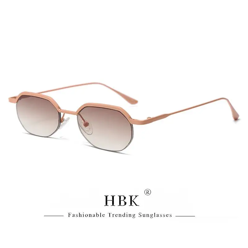 HBK Retro-Sonnenbrille für Herren, polygonal, Punk, kleine Halbrahmen-Sonnenbrille für Damen, Geschäftsreisen, Party, Brillen, Sommerstil – Detail 18