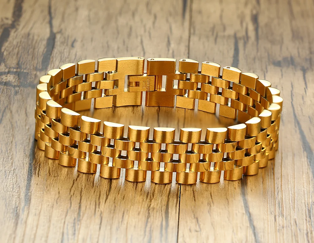 LUXUS MARKE HERREN UHR BAND LINK EDELSTAHL ROLLIE ARMBAND FÜR MÄNNER ROLLIE KETTE LINK ARMBAND HERREN SCHMUCK – Detail 2