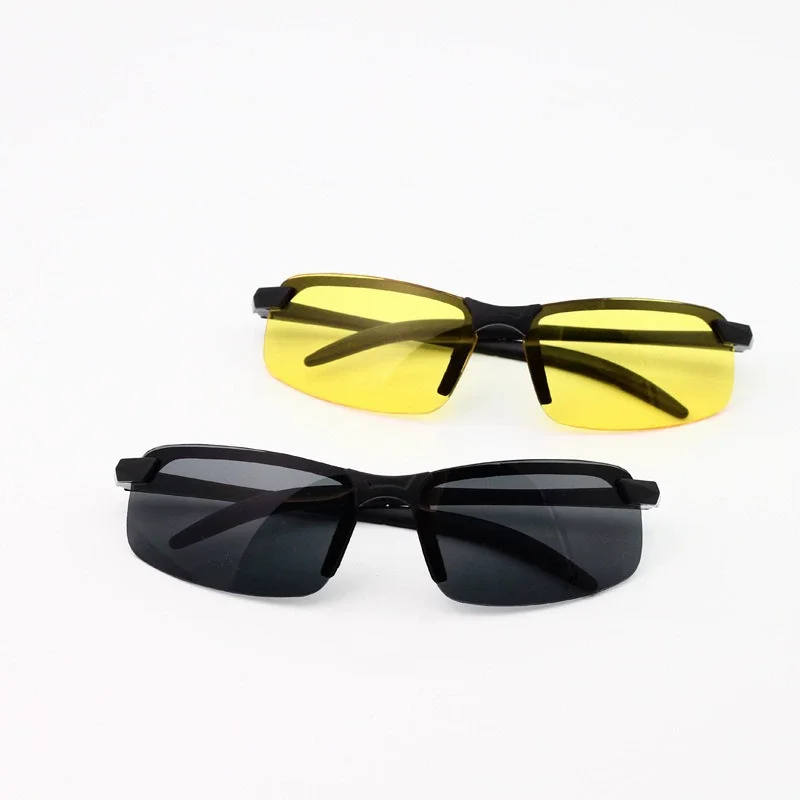 

New 2PCS Night Vision Sun Protection Glasses Men Anti-Glare Driving Goggle Half Frame Polarized Sunglasses For Driver UV400