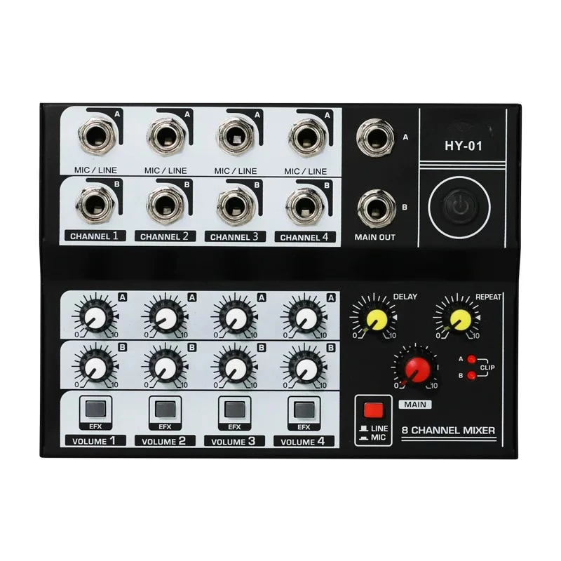 8-Channel mixer instrument multi-channel microphone stage, reverb amplification sound expander hub