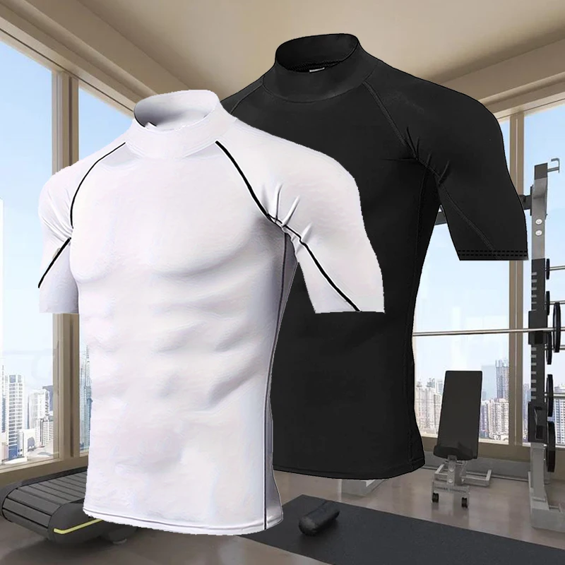 Men Sport T-shirt Quick Dry Bodybuilding Running Shirt Short Sleeve Compression Tops Gym T Shirt Men Fitness Tight Rashgard