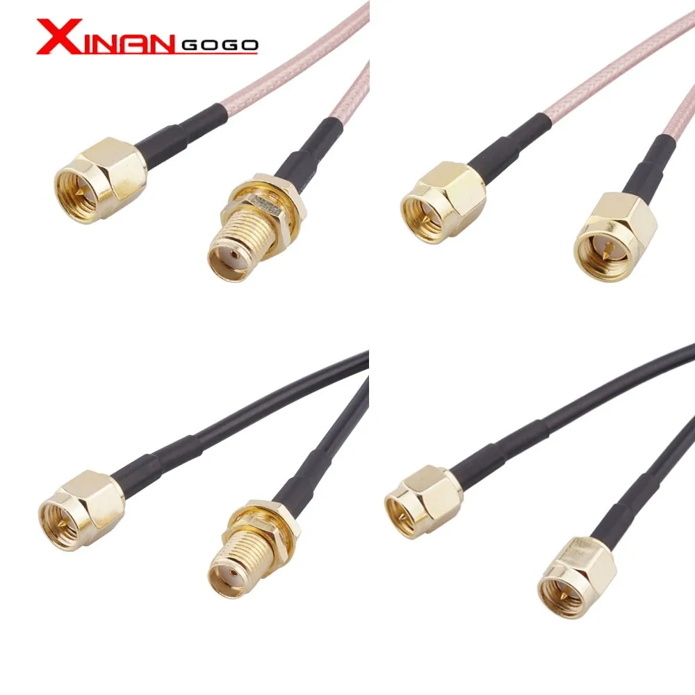 Xinangogo RG316 RG174 Cable SMA Male To SMA Male Female Connector Nut Bulkhead Extension Coax Jumper Pigtail