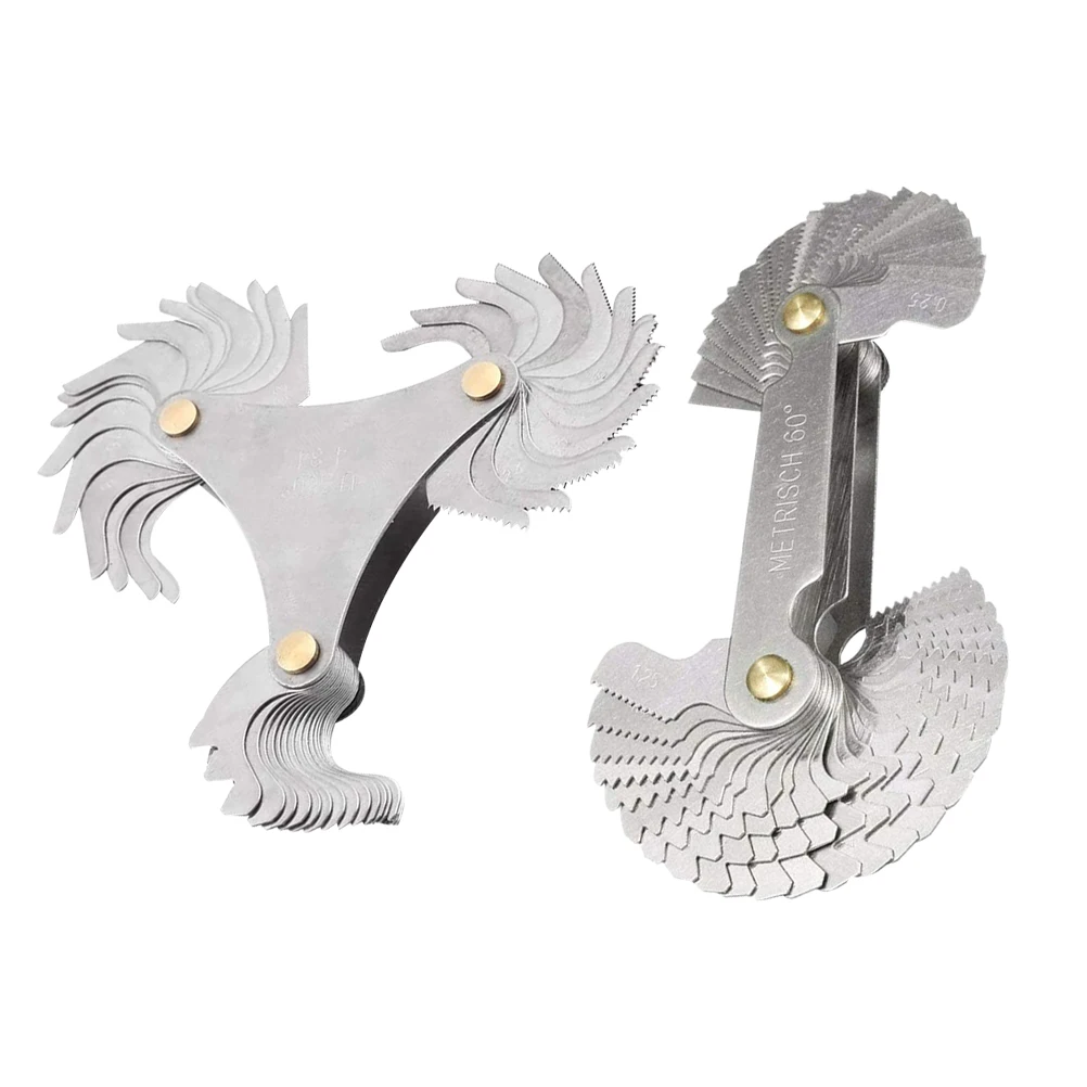 

2 Sets Thread Template Precise Metric Stainless Steel Measuring Gauge Center American Pitch Tool Screw Instruments