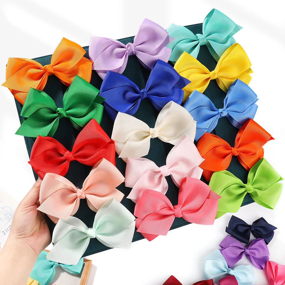 1PC 4.5 Inches Sweet Hair Bows Clip Candy Color Kids Girls Boutique Handmade Hairclip Hairpin Lovely Hairgrips Hair Accessories