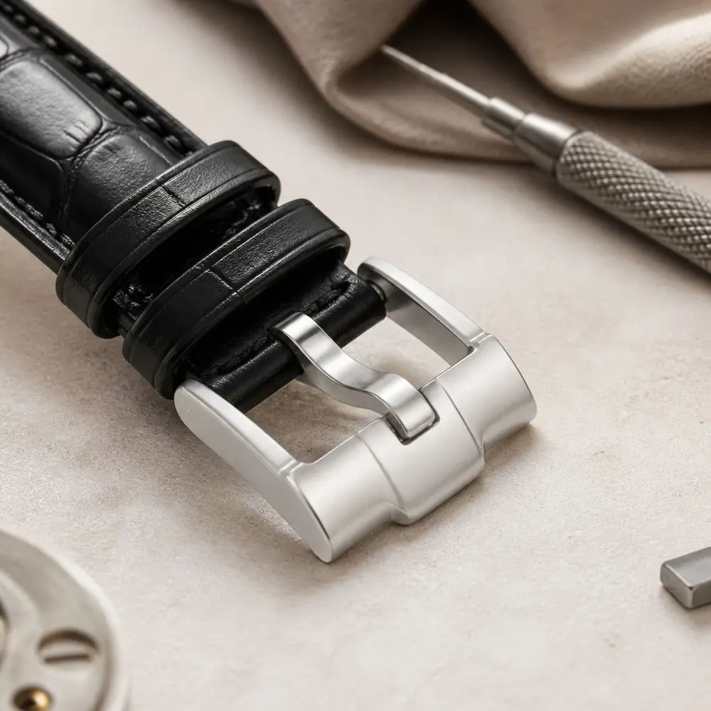 New 316 Stainless Steel Watch Clasp Metal Pin Buckle Watchband Clasp Watch Strap Buckle Replacement Hardware