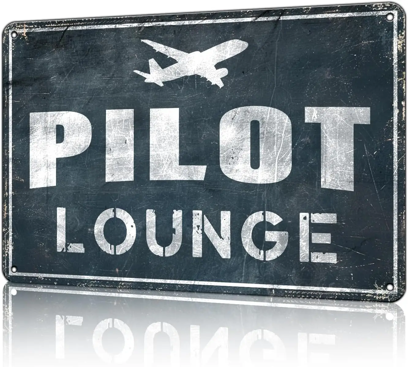 Pilot Lounge Vintage Tin Sign Aviation Airplane Or Plane Hangar Metal Rustic Street Door Name Plate Plaque For