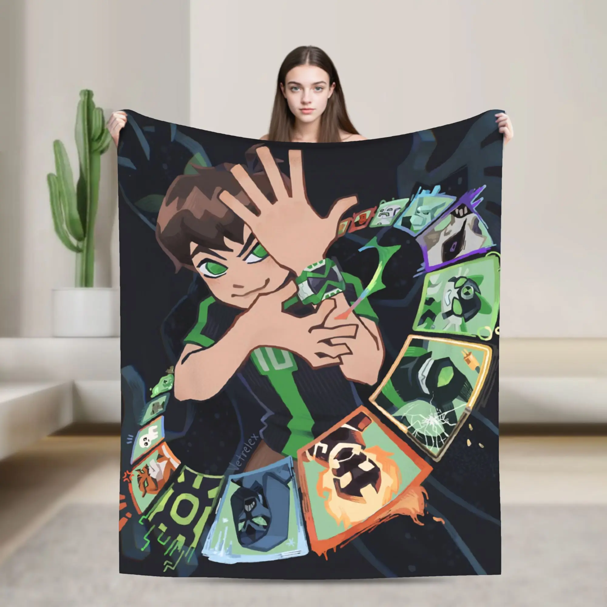 Ben 10 Anime Throw Blanket for Couch  Soft Fuzzy Plush Blanket 50x60 Inches Multiple Sizes Bedspreads for All Seasons