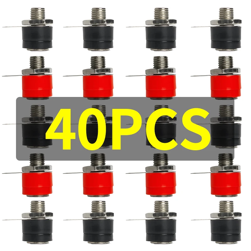 

40 шт. 4-мм гнезда типа «банан», красные/черные резьбовые клеммы для тестовых проводов мультиметра и блоков питания