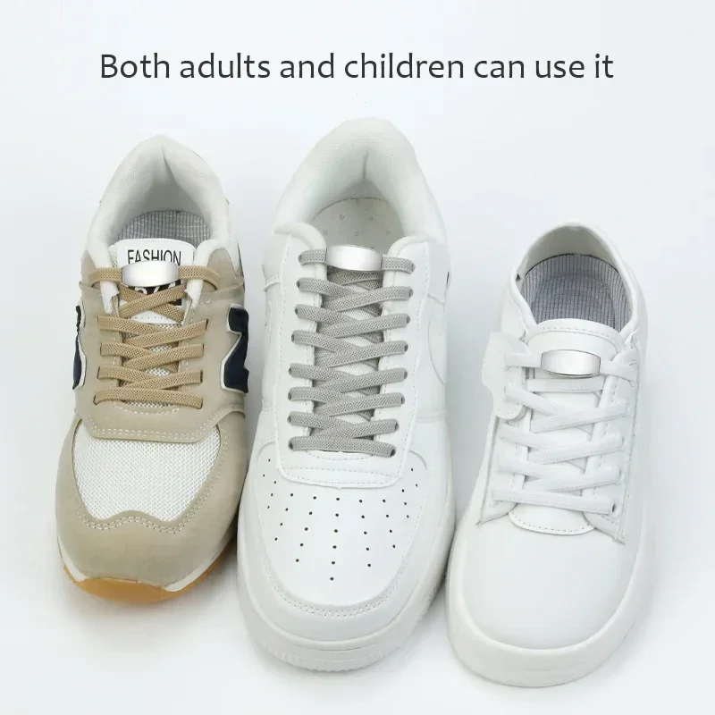 Third Version Metal Lock Shoelaces Elastic No Tie Shoe Laces For Sneakers Quick Lazy Shoelace One Size Fits All Adult & Kids image 6