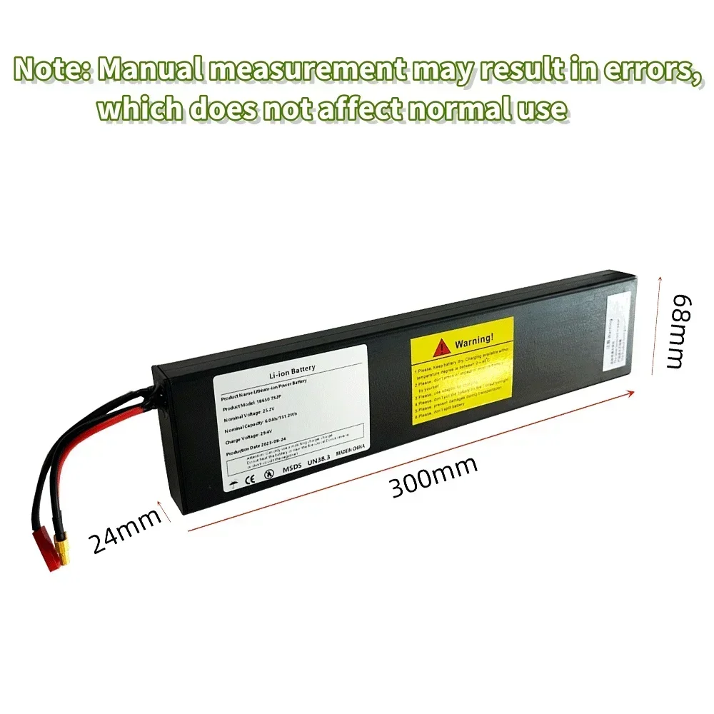 25.2V 6000mAh 7S2P 18650 คุณภาพสูงแบตเตอรี่ Li-Ion แบบชาร์จไฟได้สําหรับไฟฟ้าจักรยาน Moped Balancing Scooter + 2A Charger